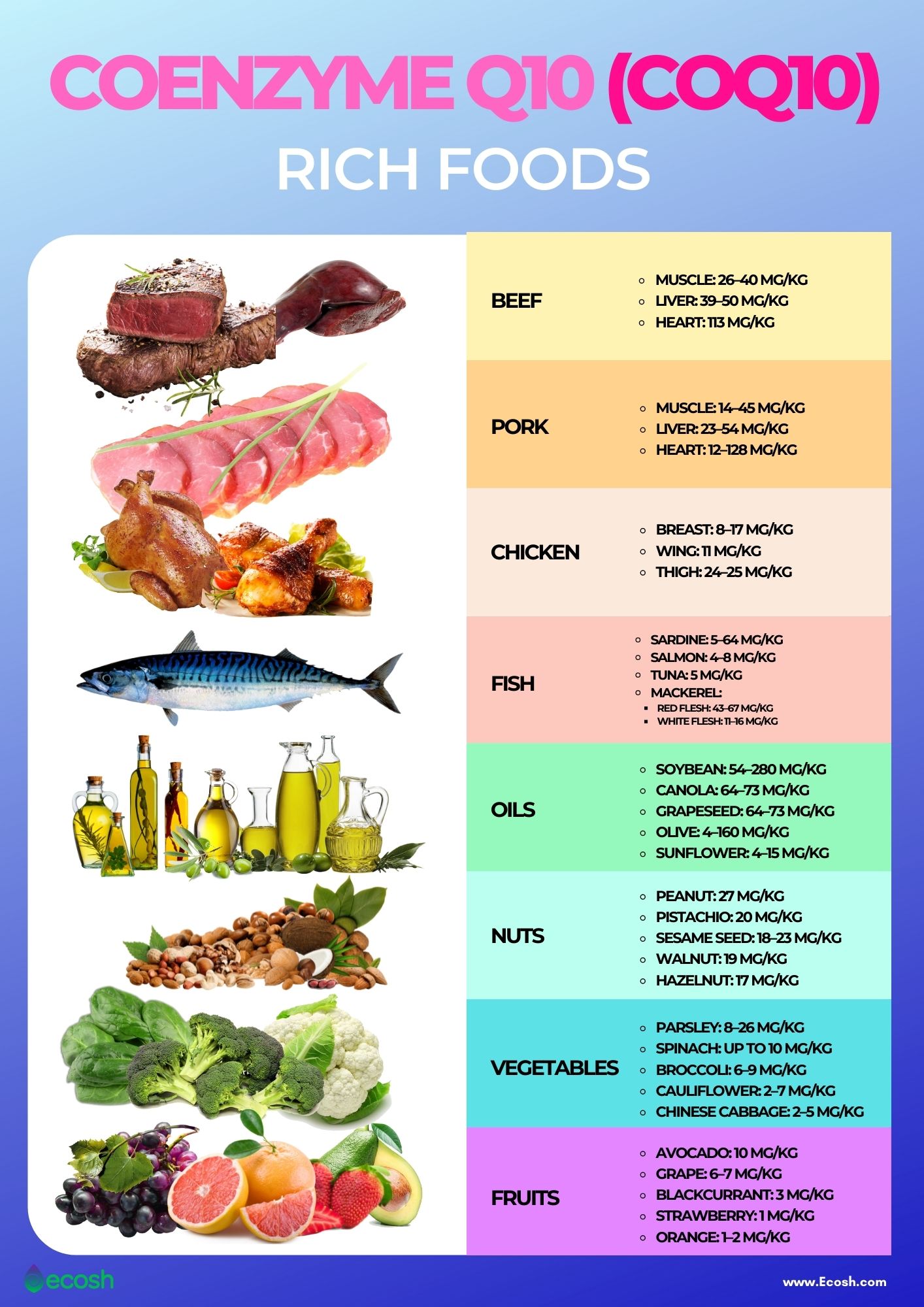 Ecosh_Coenzyme_Q10_COQ10_Rich_Foods_CoQ10_Cotent_in_Foods